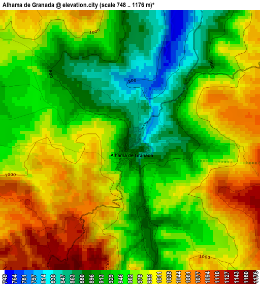 Alhama de Granada elevation map