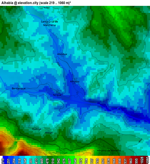 Alhabia elevation map