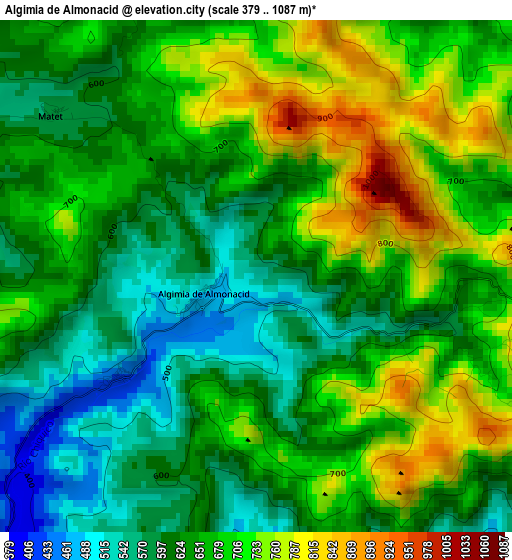 Algimia de Almonacid elevation map