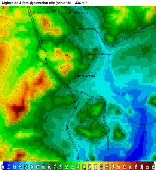 Algimia de Alfara elevation map