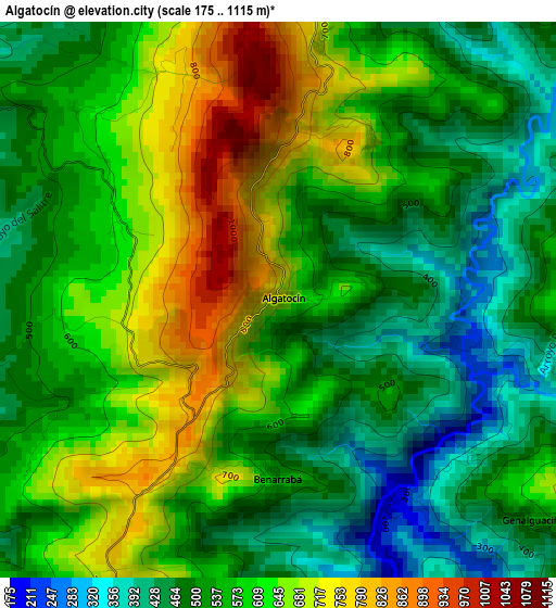 Algatocín elevation map