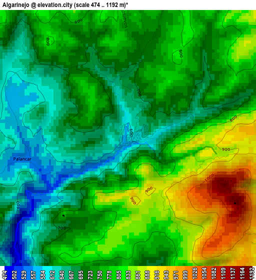 Algarinejo elevation map