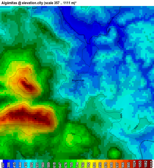 Algámitas elevation map