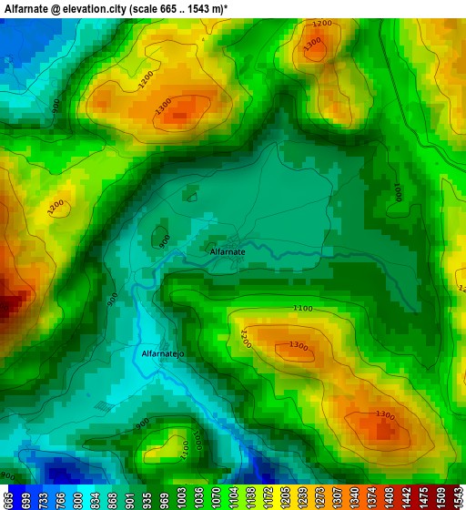 Alfarnate elevation map