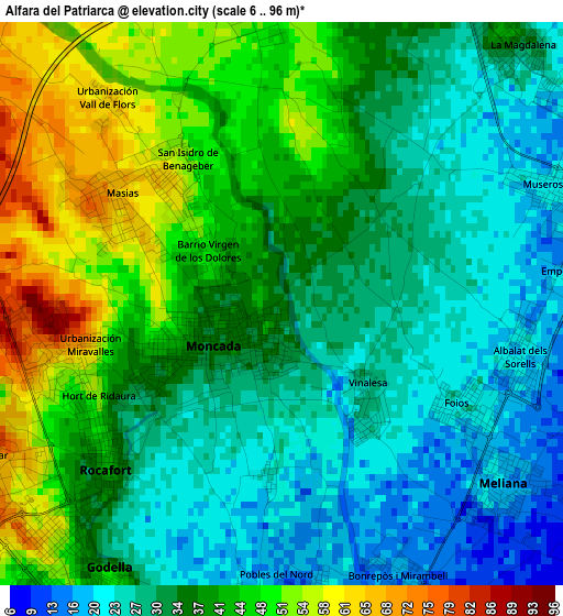 Alfara del Patriarca elevation map