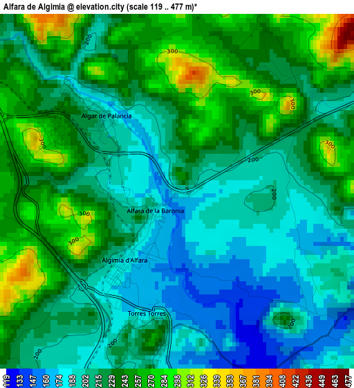 Alfara de Algimia elevation map