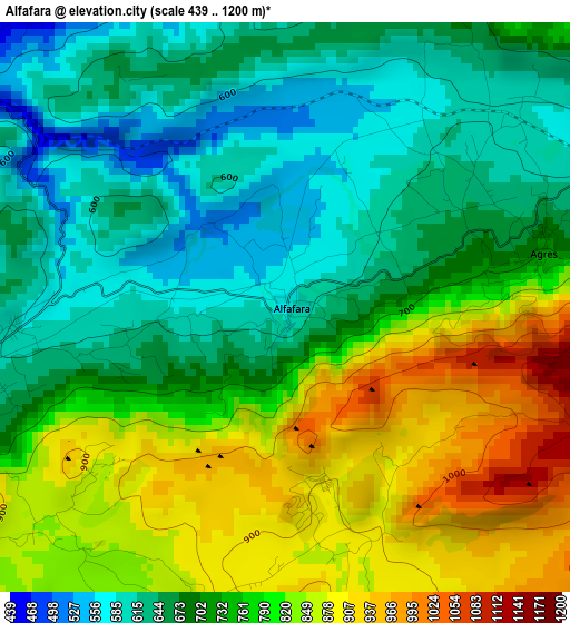 Alfafara elevation map