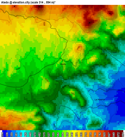 Aledo elevation map