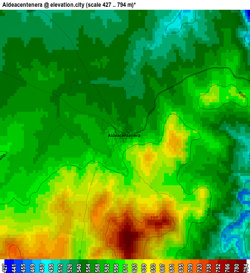 Aldeacentenera elevation map