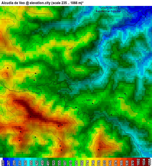 Alcudia de Veo elevation map