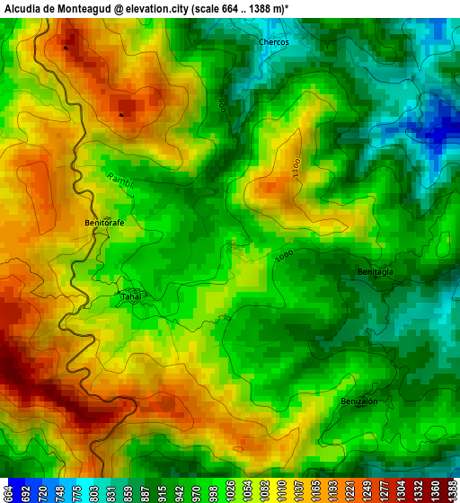 Alcudia de Monteagud elevation map