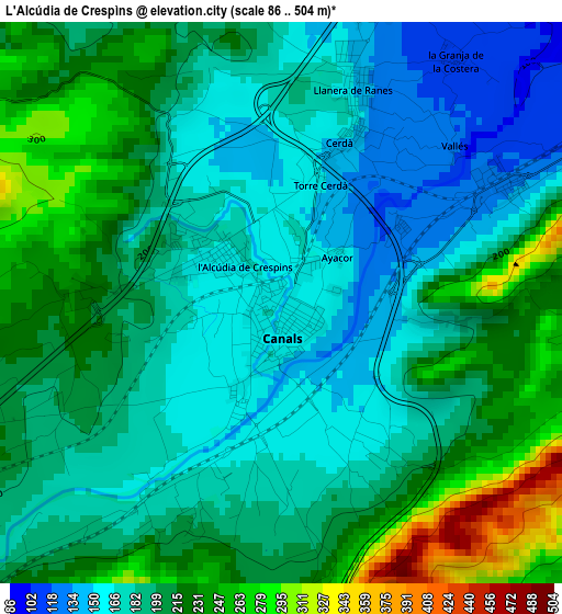 L'Alcúdia de Crespìns elevation map
