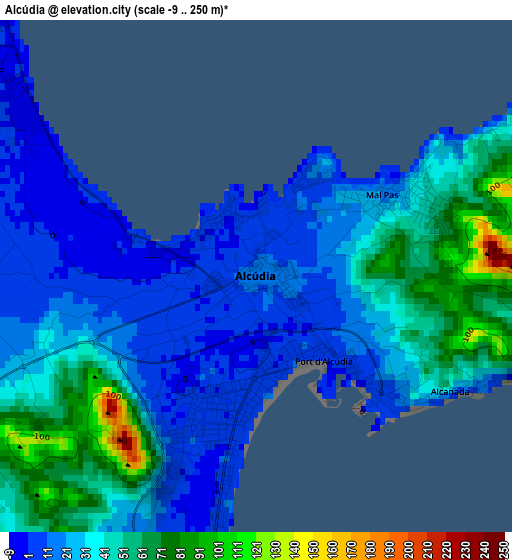 Alcúdia elevation map