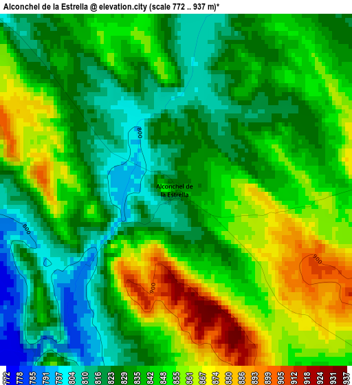 Alconchel de la Estrella elevation map