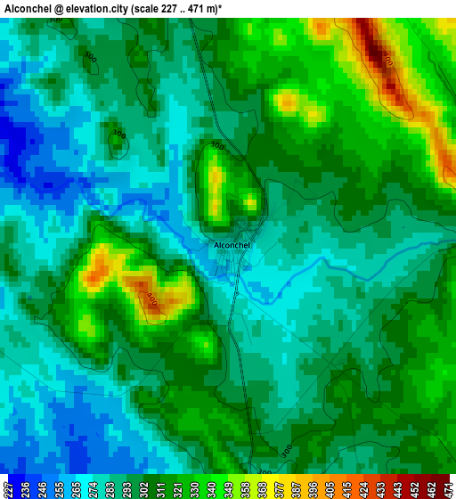 Alconchel elevation map