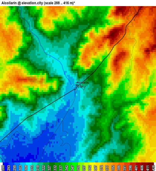 Alcollarín elevation map