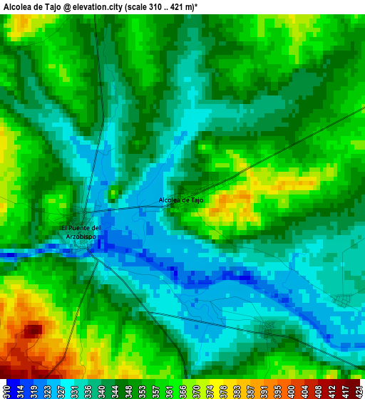 Alcolea de Tajo elevation map