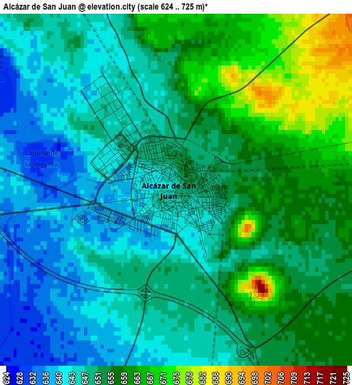 Alcázar de San Juan elevation map