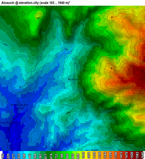 Alcaucín elevation map