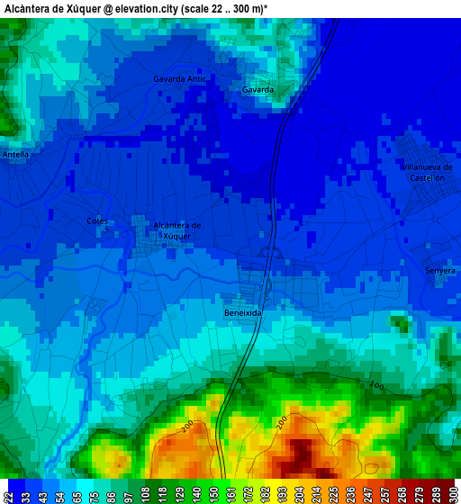 Alcàntera de Xúquer elevation map