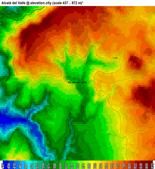 Alcalá del Valle elevation map