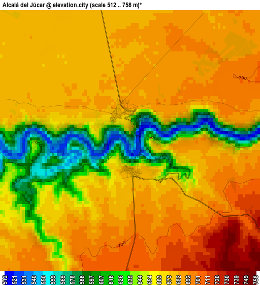 Alcalá del Júcar elevation map