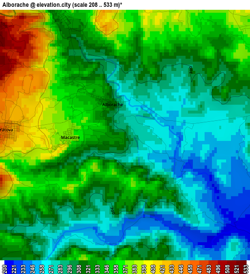 Alborache elevation map