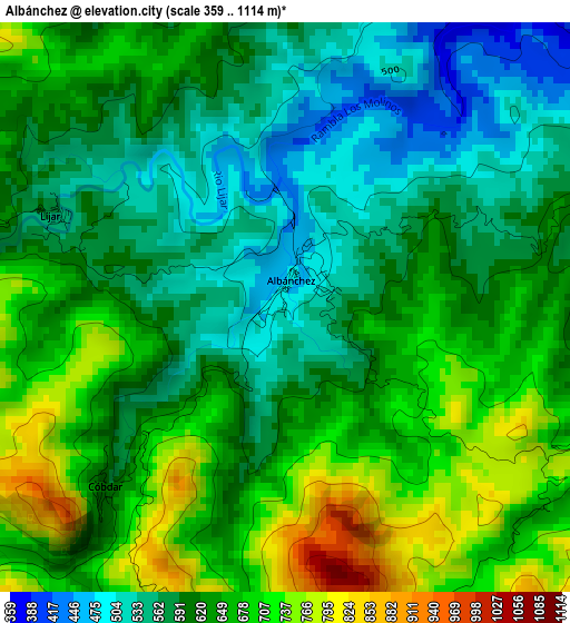 Albánchez elevation map