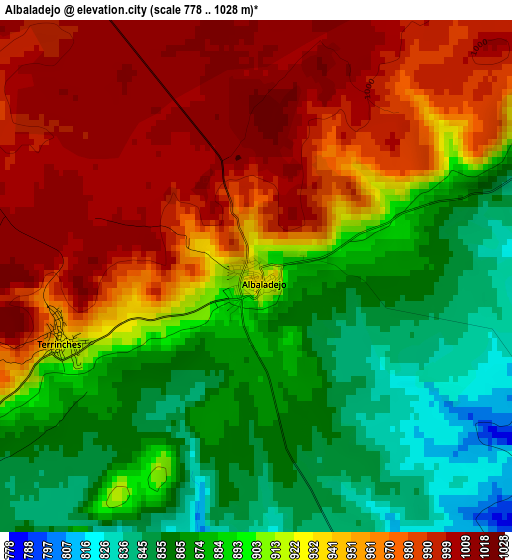 Albaladejo elevation map