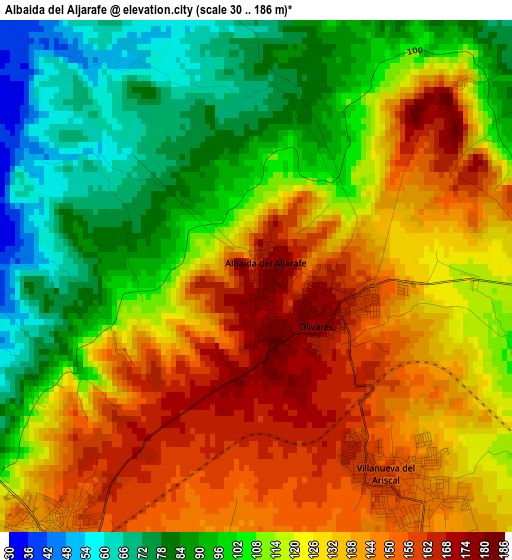 Albaida del Aljarafe elevation map