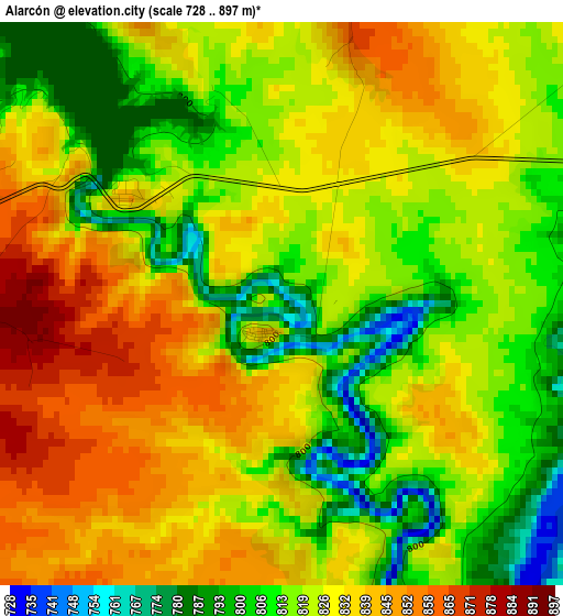 Alarcón elevation map