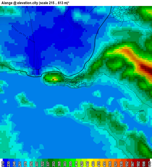 Alange elevation map