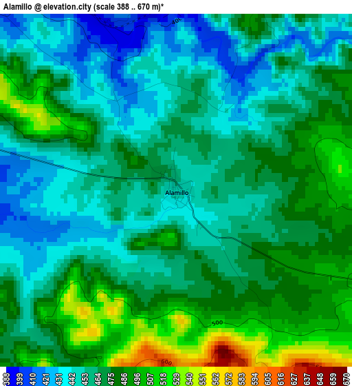 Alamillo elevation map