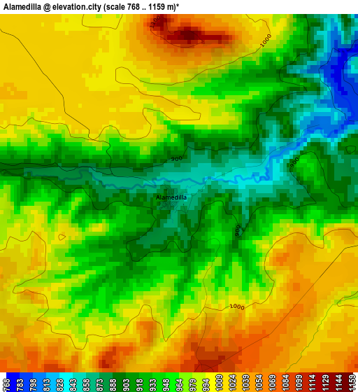 Alamedilla elevation map