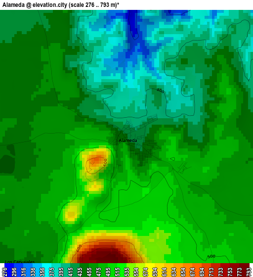 Alameda elevation map