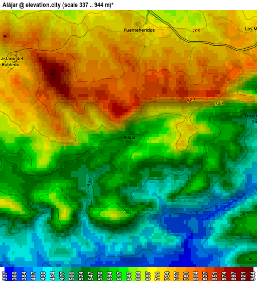 Alájar elevation map