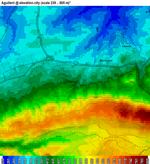 Agullent elevation map