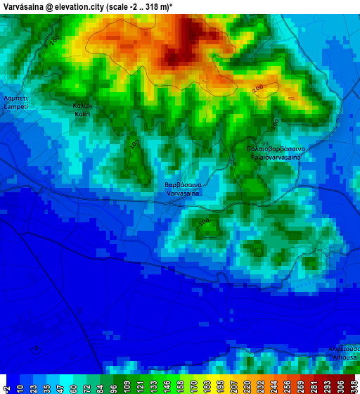 Varvásaina elevation map