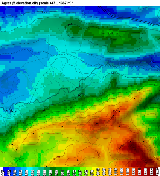 Agres elevation map