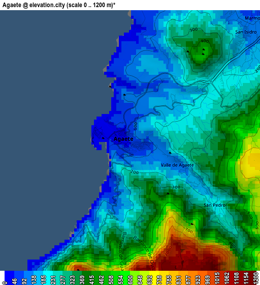 Agaete elevation map