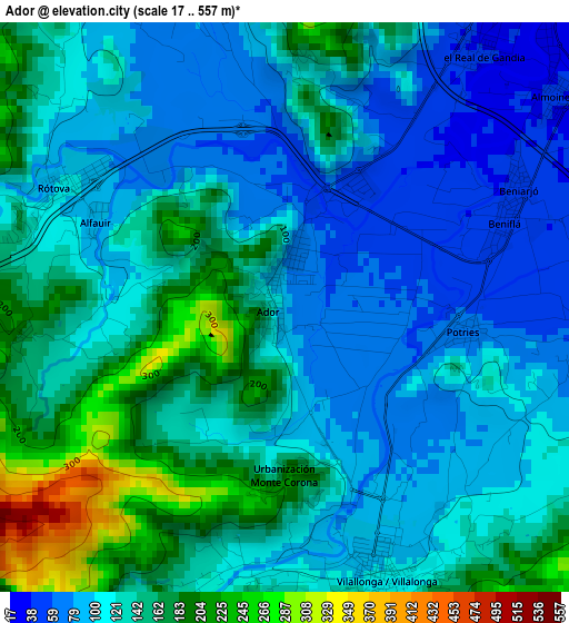 Ador elevation map