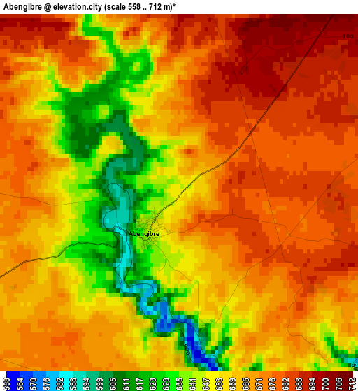 Abengibre elevation map