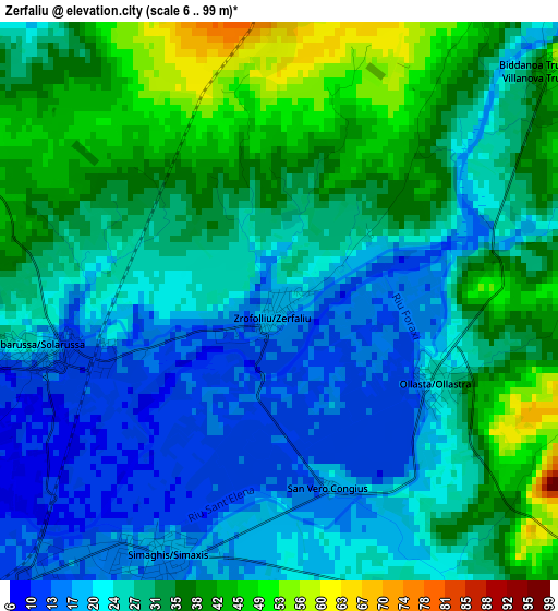 Zerfaliu elevation map