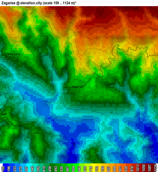 Zagarise elevation map