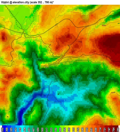 Vizzini elevation map