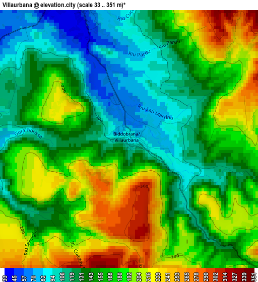 Villaurbana elevation map