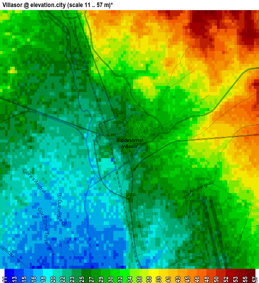 Villasor elevation map