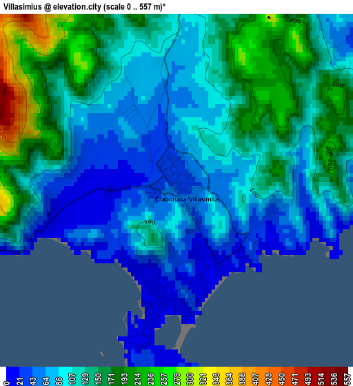 Villasimius elevation map