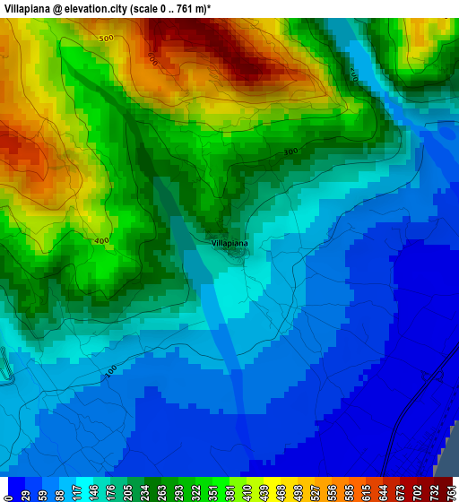 Villapiana elevation map