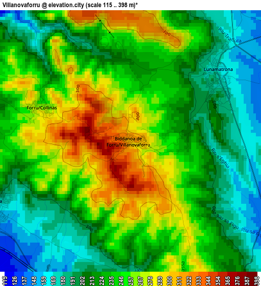 Villanovaforru elevation map